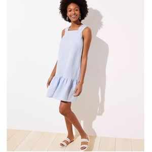 LOFT Square Neck Chambray Flounce Dress